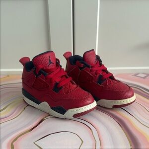 Air Jordan 4 Retro Fiba Toddler Size 8C Red Sneakers